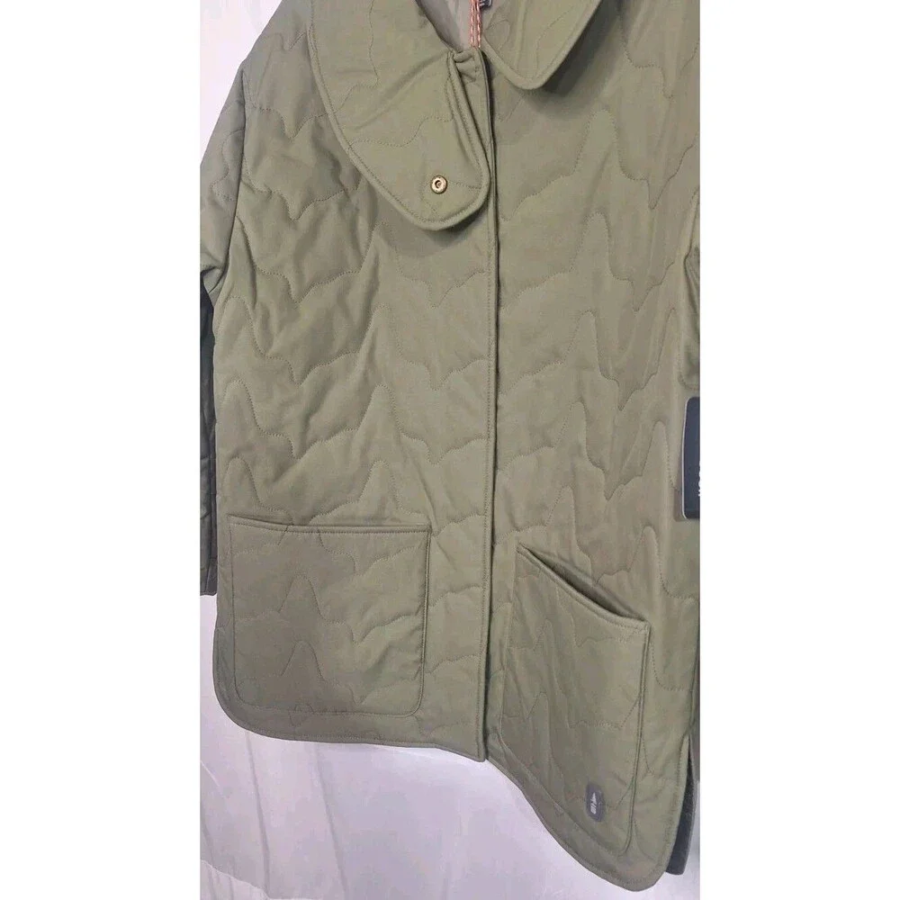 Bass Outdoor Women's Large Quilted Long Sleeve Jacket Deep Lichen Green Snaps